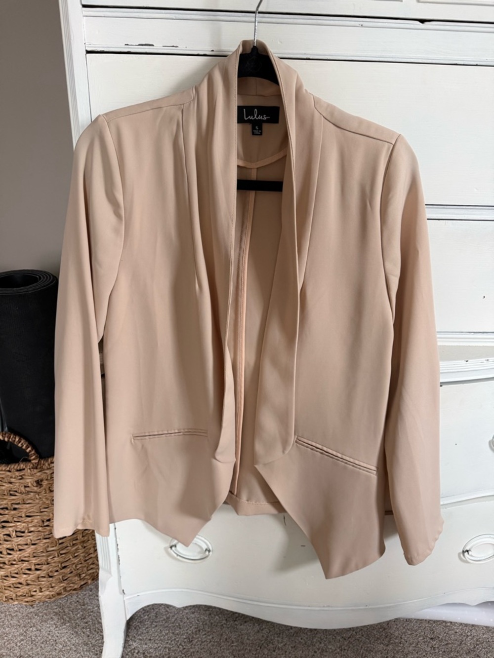 Lulu's Blush Open-Front Draped Blazer